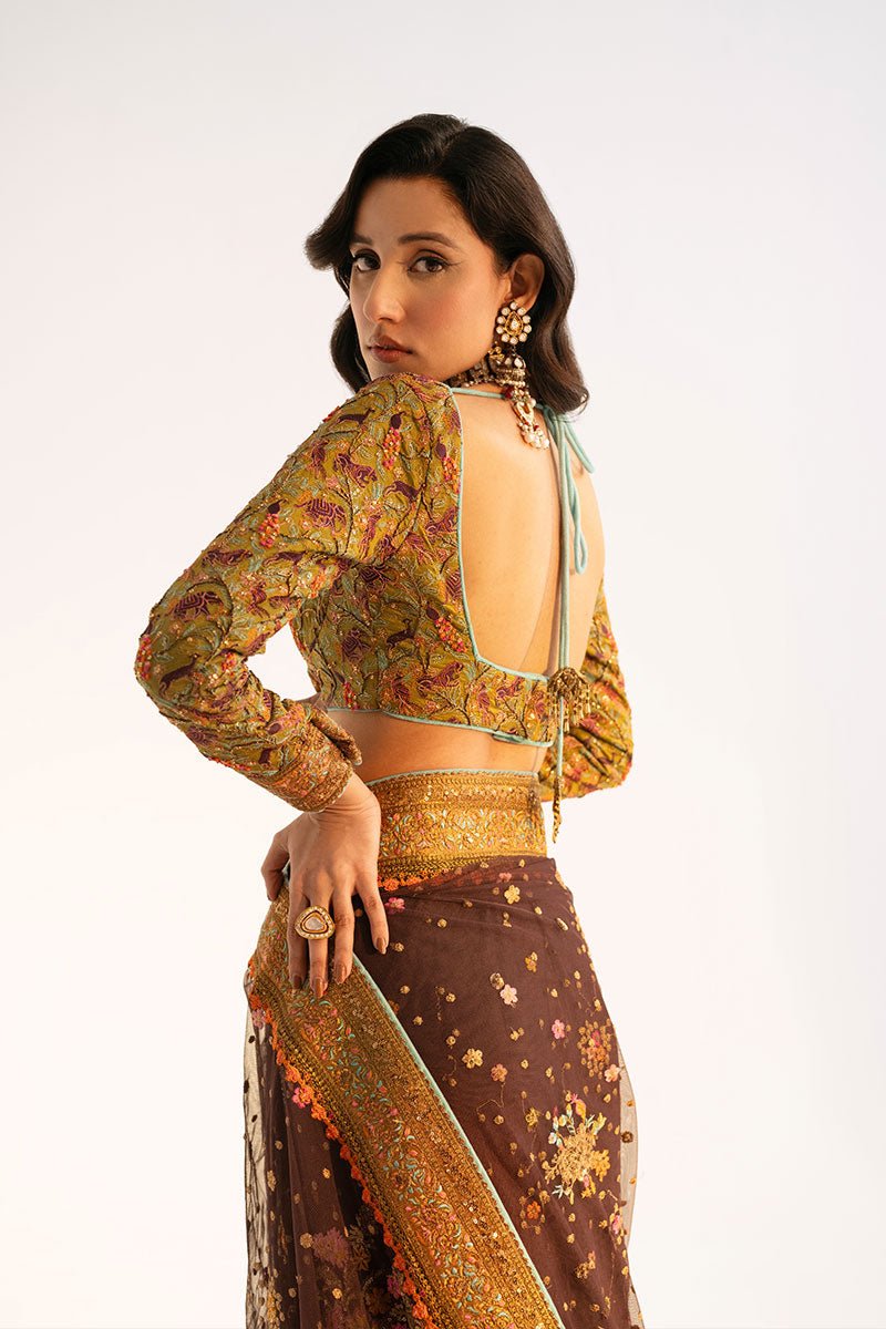 Fahad Hussayn | Ashk o Atar | SOROUR L Chocolate Brown Net