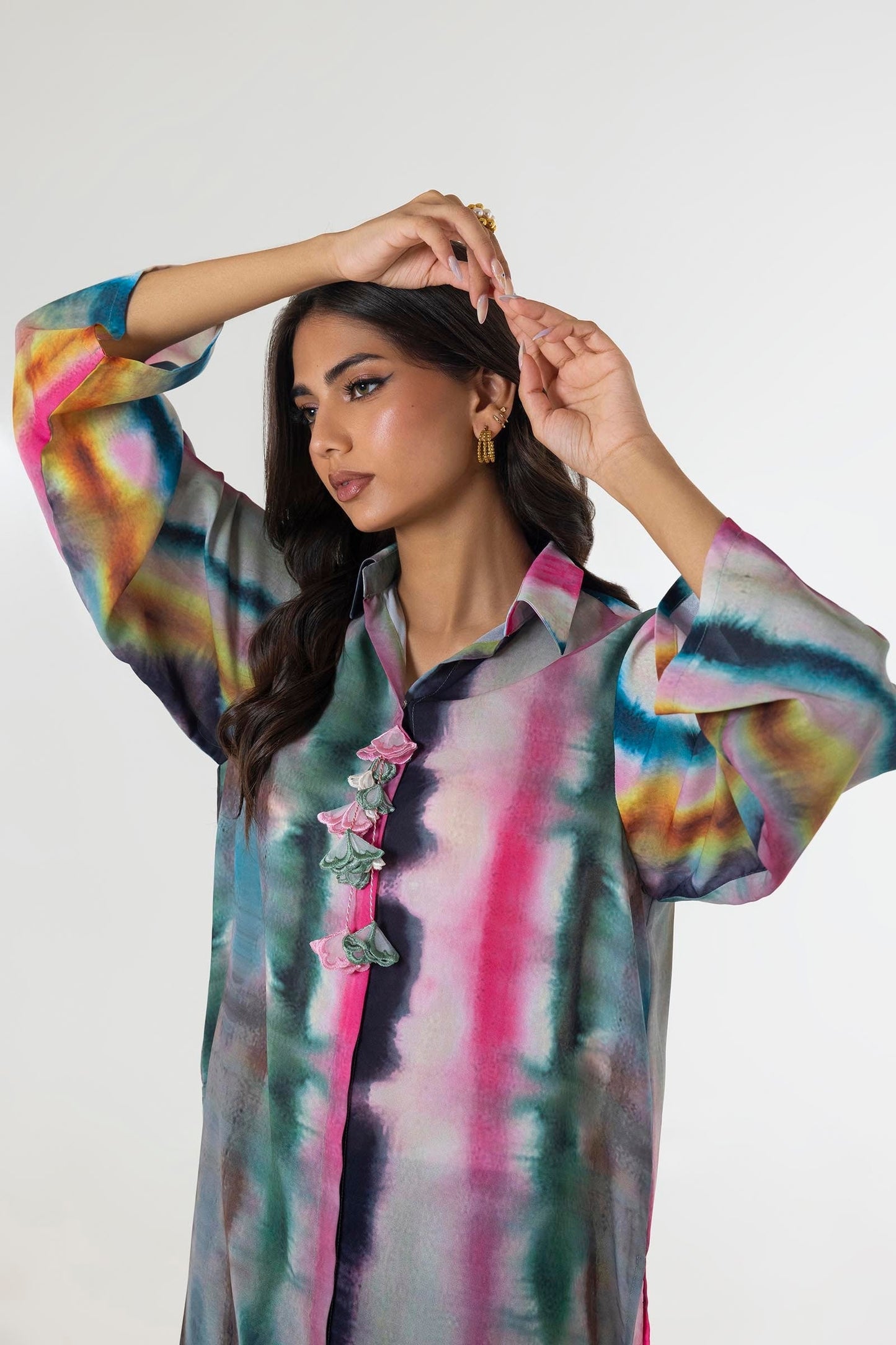 Sana Safinaz | Silk Tunics | SS24STP179 L Multicolor Poly Satin