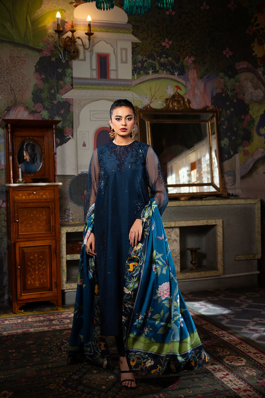 Saira Rizwan | Dahini Silk Pret | SIAN -SRLP03-25 XS Navy Blue Raw Silk