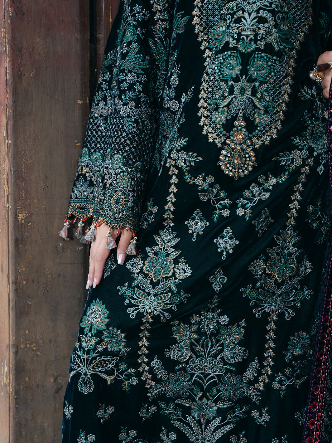 Flossie | Siara Velvet Formals | V-102 - A L Bottle Green Velvet