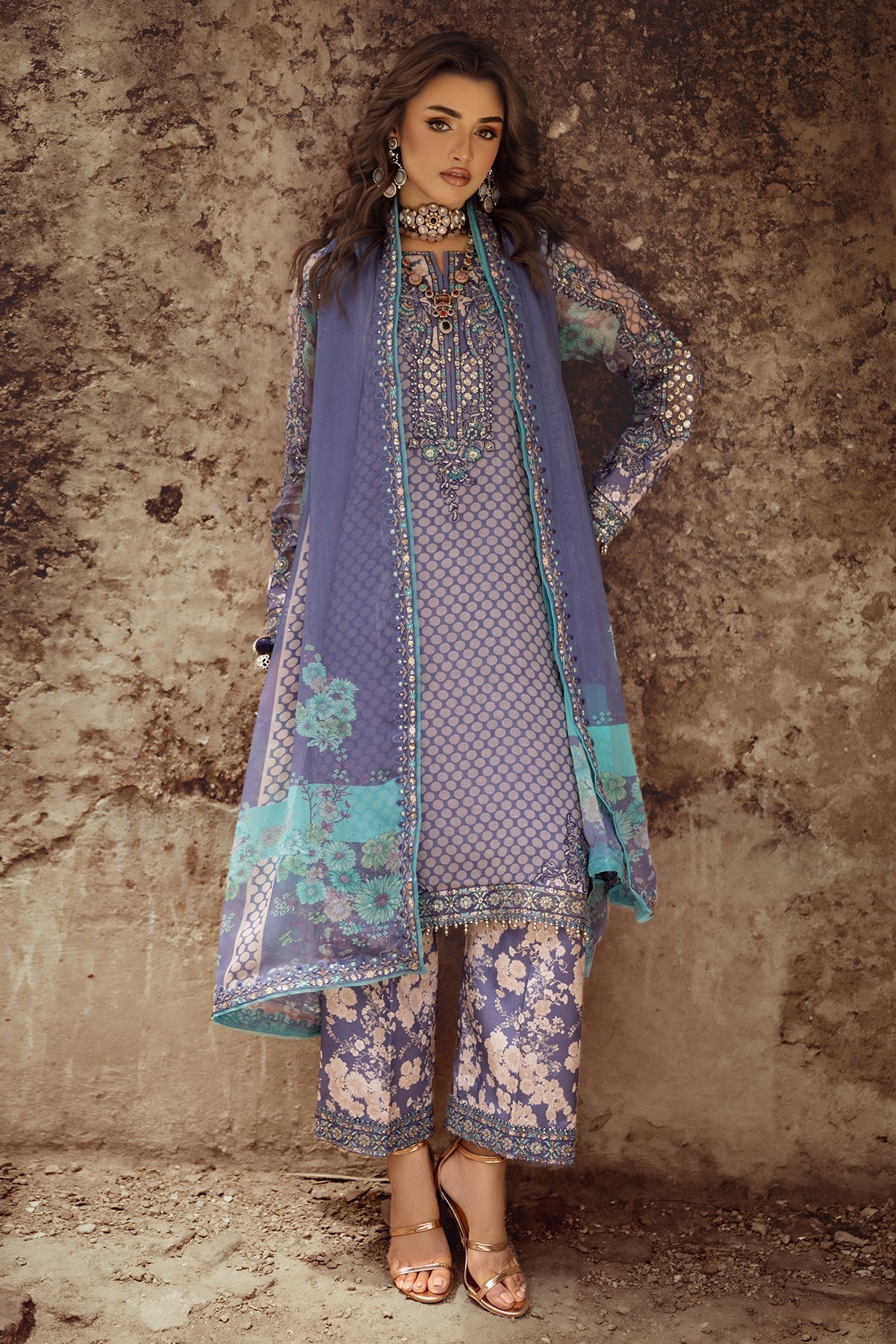 Charizma | Vasl Chiffon Collection | VSL25-07 M Denim Blue Chiffon