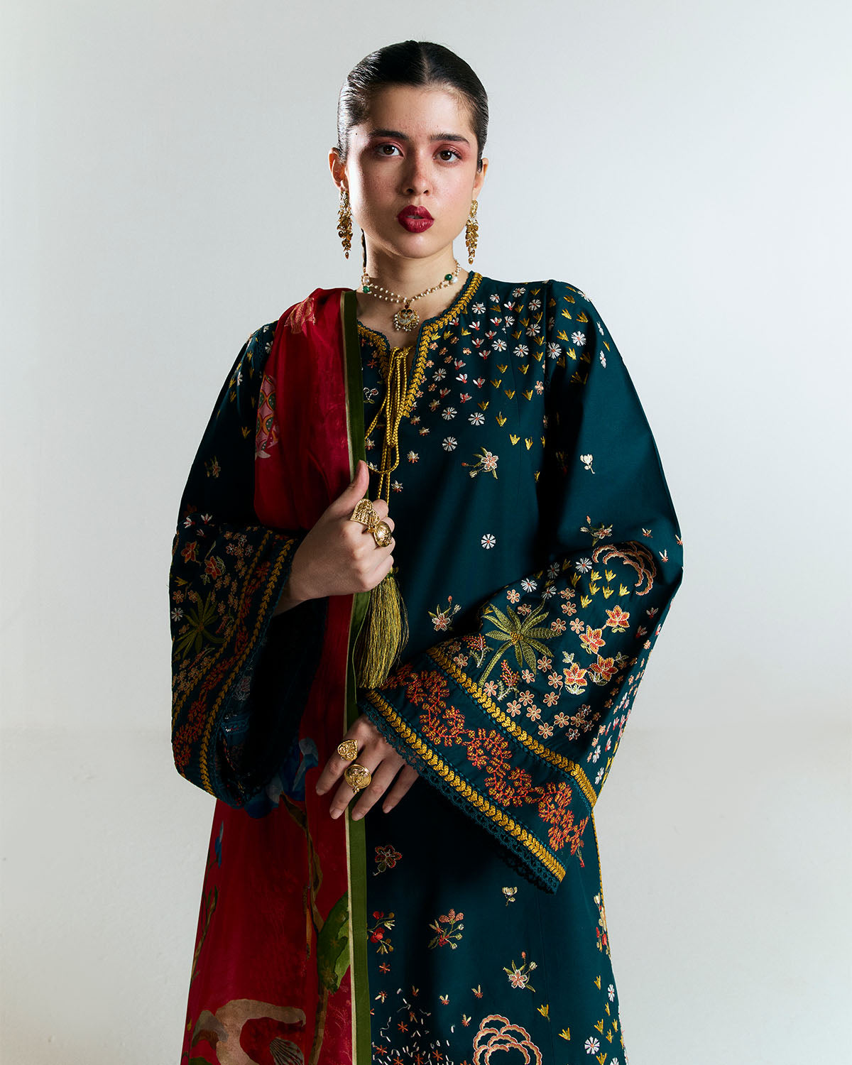 Jugnu | SS 25 | Anara M Deep Teal Cotton