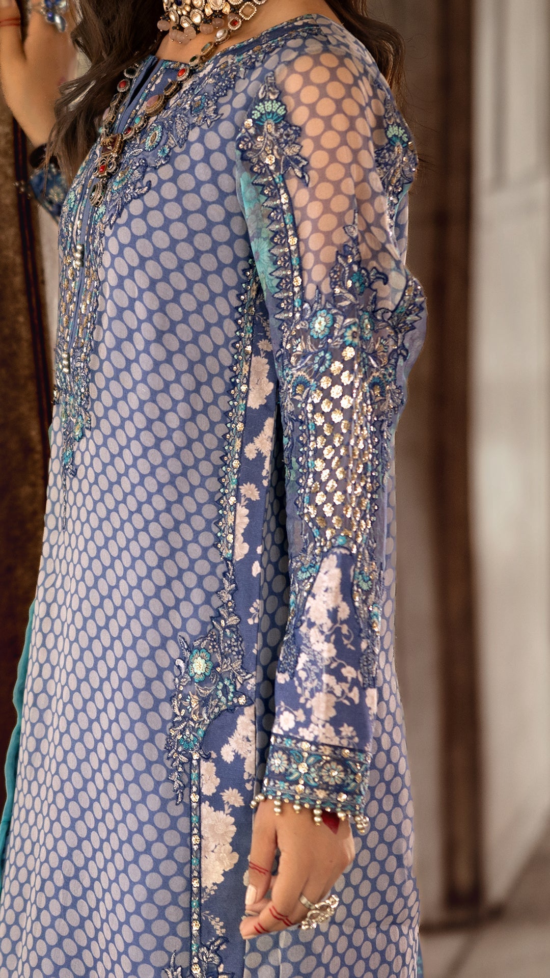Charizma | Vasl Chiffon Collection | VSL25-07 XL Denim Blue Chiffon