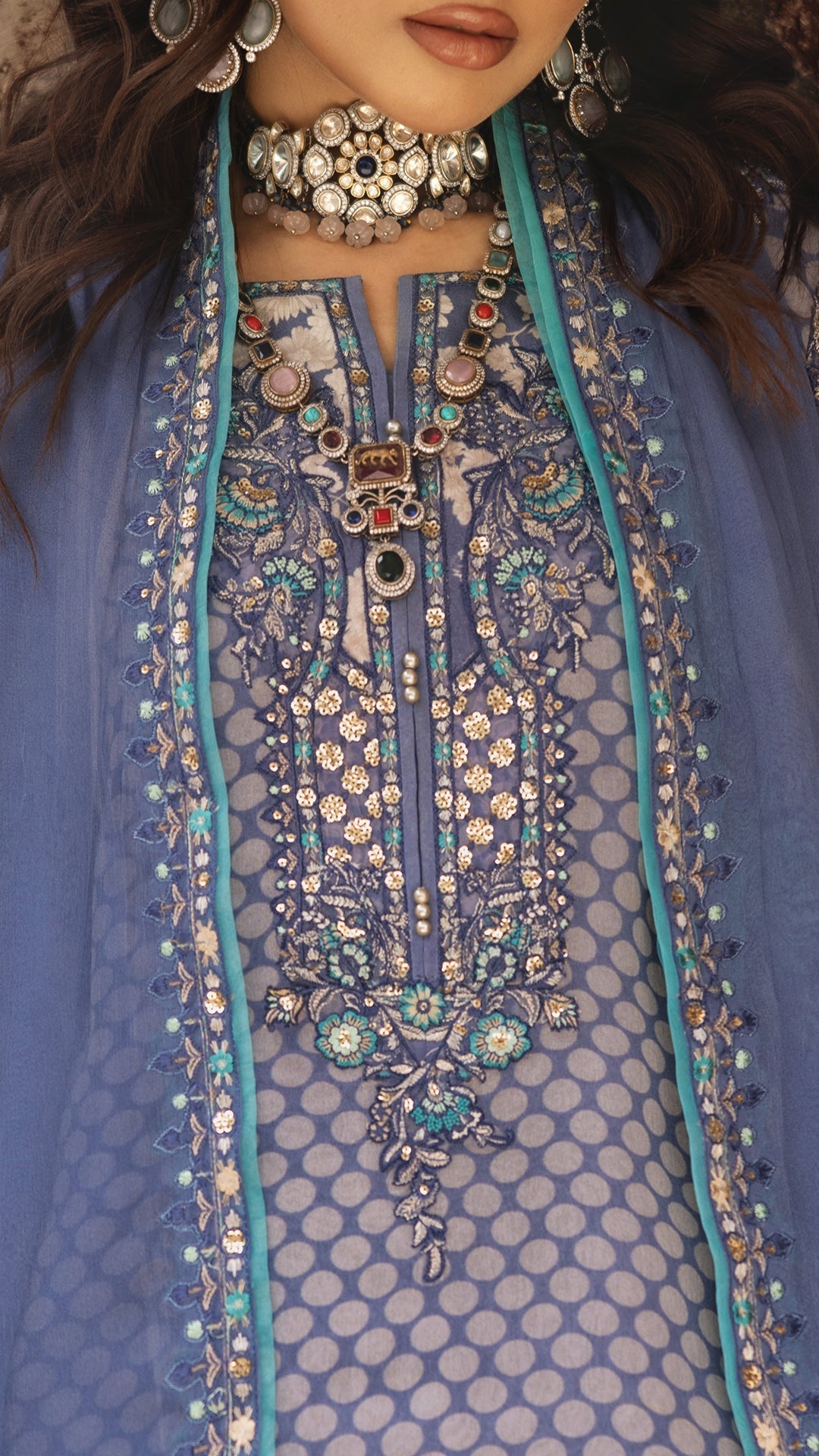 Charizma | Vasl Chiffon Collection | VSL25-07 S Denim Blue Chiffon