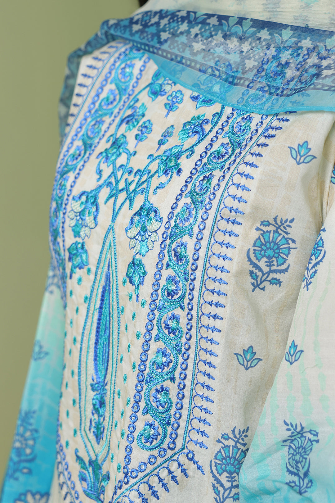 Zellbury | Unstitched 2 Piece Lawn | Embroidered Shirt Dupatta - 1694