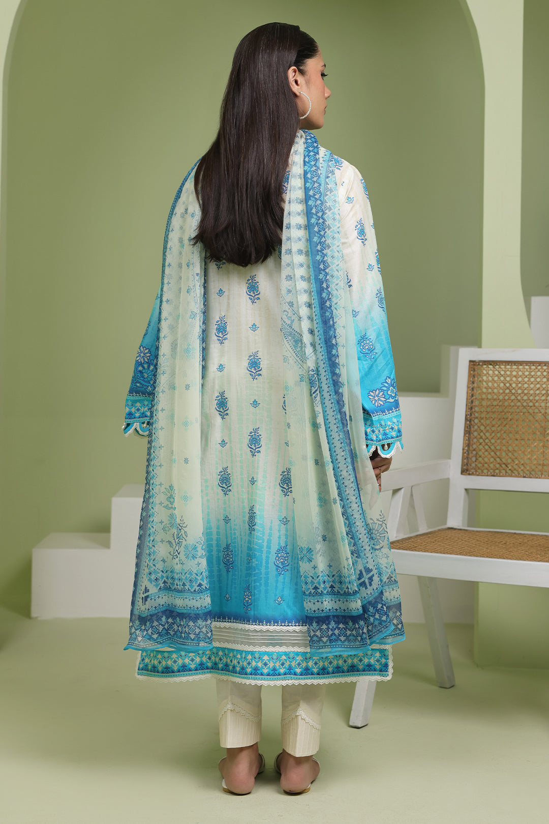 Zellbury | Unstitched 2 Piece Lawn | Embroidered Shirt Dupatta - 1694