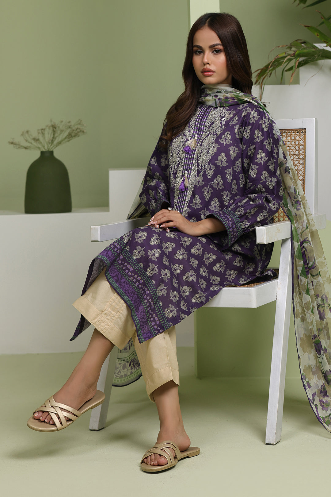 Zellbury | Unstitched 2 Piece Lawn | Embroidered Shirt Dupatta - 1695