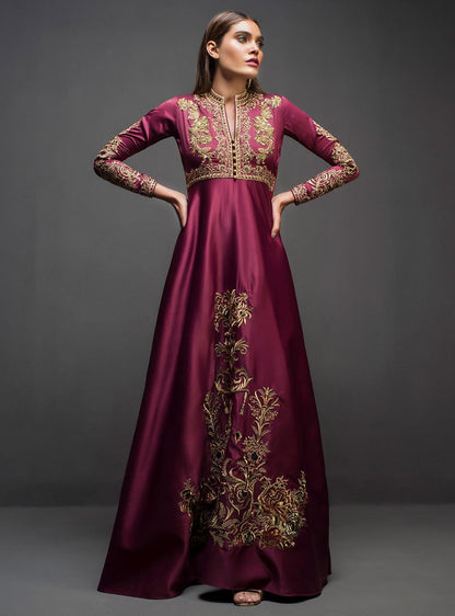 Zainab Chottani | Semi Formals | MAROON GOWN - Pakistani Designer Dress - by Zainab Chottani | Type: Ladies Clothes - 100% Original at Saira Sultan