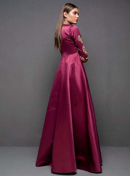 Zainab Chottani | Semi Formals | MAROON GOWN - Pakistani Designer Dress - by Zainab Chottani | Type: Ladies Clothes - 100% Original at Saira Sultan