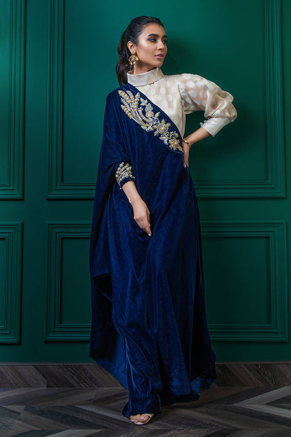 Wardha Saleem | Luxury Pret Fusion Wear | JASHAN XL Blue Velvet