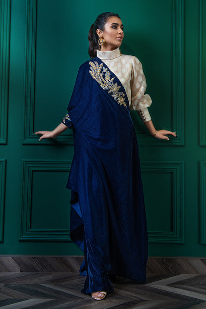 Wardha Saleem | Luxury Pret Fusion Wear | JASHAN L Blue Velvet