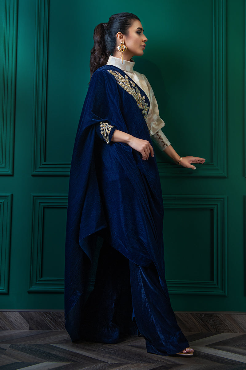 Wardha Saleem | Luxury Pret Fusion Wear | JASHAN M Blue Velvet