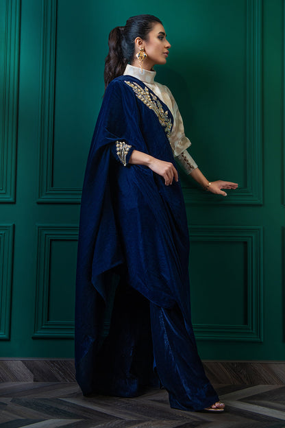 Wardha Saleem | Luxury Pret Fusion Wear | JASHAN M Blue Velvet