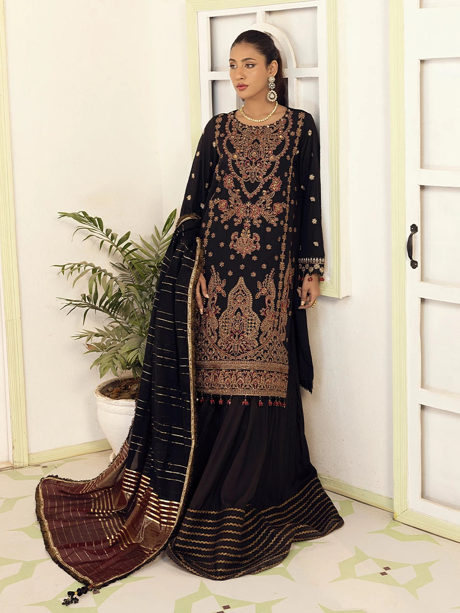Salitex | Signature Festive Chiffon | SUNW6NO003UT M Black Cotton Silk