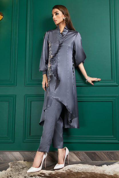 Wardha Saleem | Luxury Pret Fusion Wear | WS22-031 L Gray Female