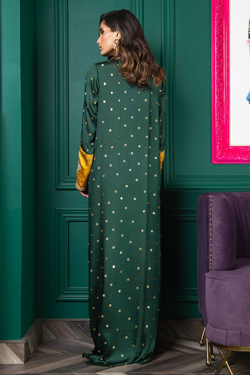 Wardha Saleem | Luxury Pret Fusion Wear | WS22-034 S Bottle Green Zardozi