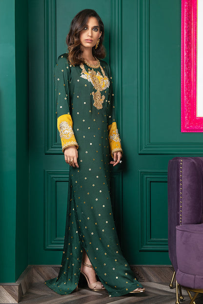 Wardha Saleem | Luxury Pret Fusion Wear | WS22-034 M Bottle Green Zardozi