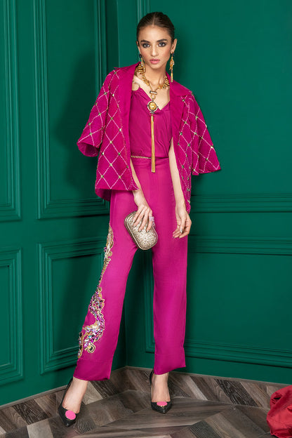 Wardha Saleem | Luxury Pret Fusion Wear | WS22-027 XS Magenta Female