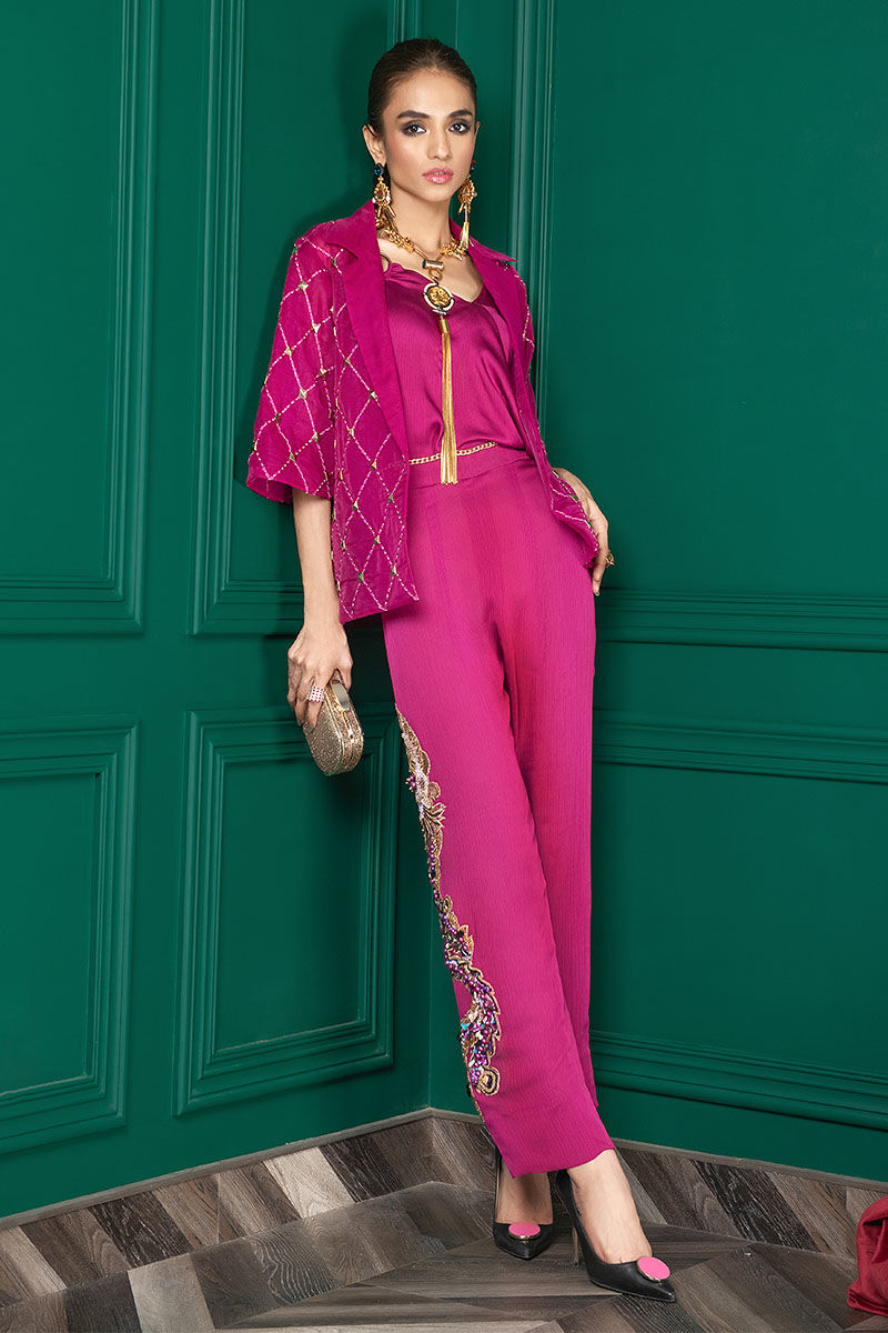 Wardha Saleem | Luxury Pret Fusion Wear | WS22-027 L Magenta Female