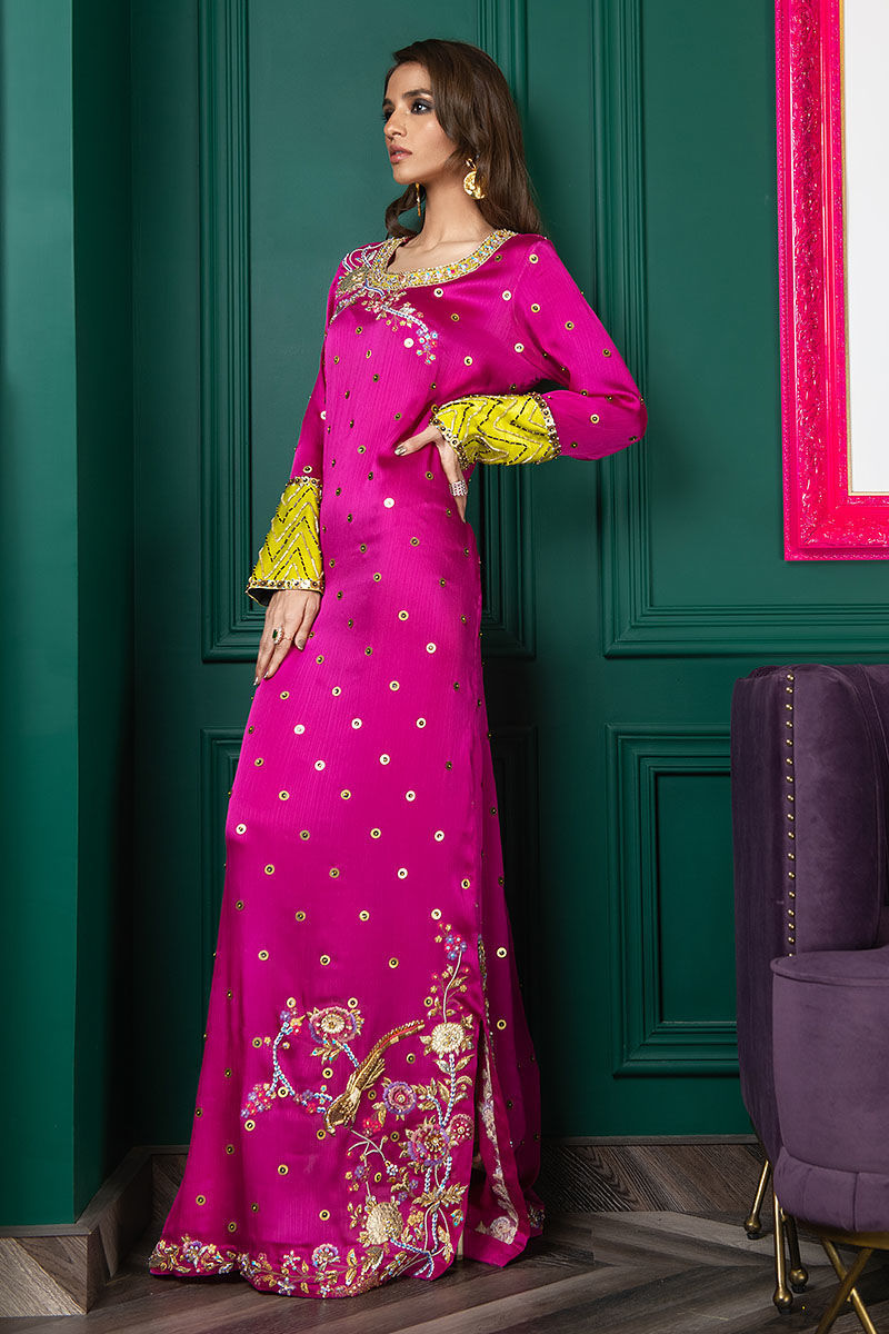 Wardha Saleem | Luxury Pret Fusion Wear | WS22-035 M Hot Pink Zardozi