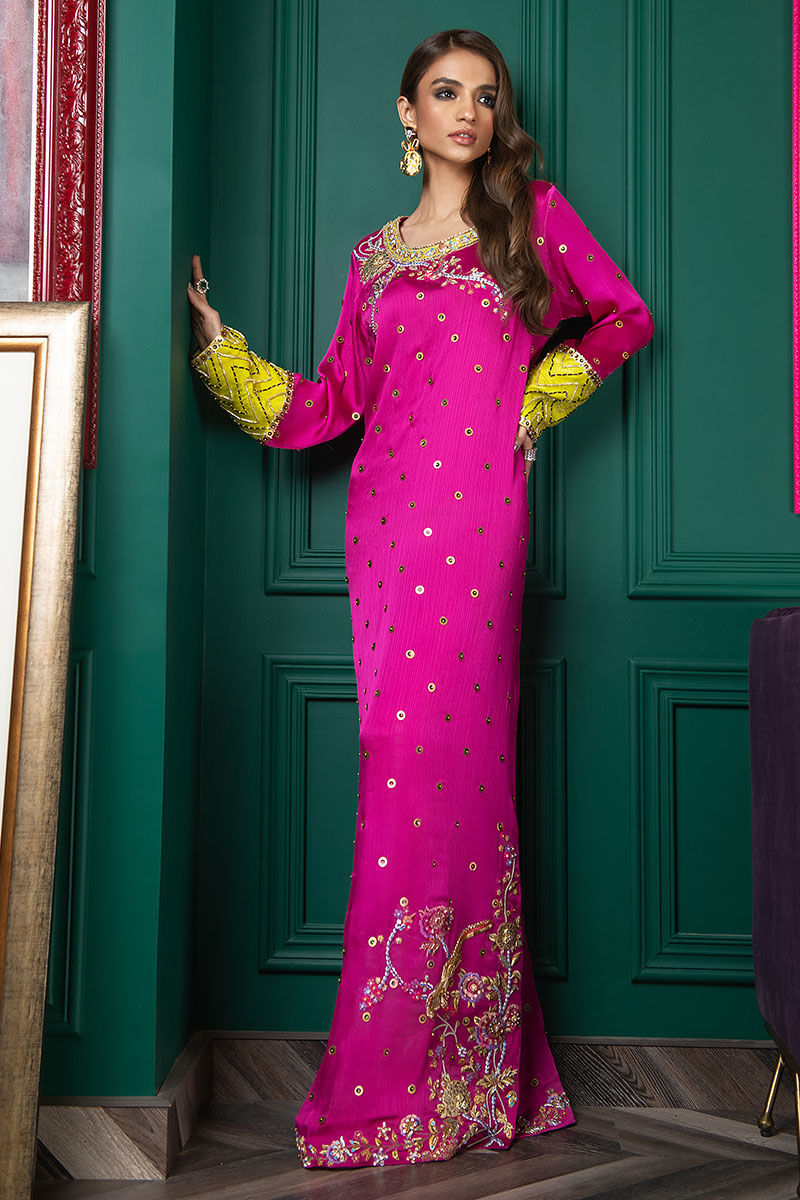 Wardha Saleem | Luxury Pret Fusion Wear | WS22-035 XL Hot Pink Zardozi