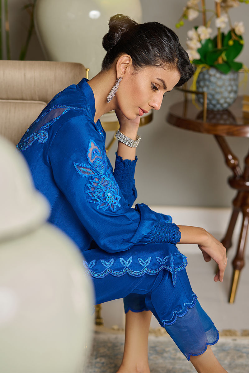 Wardha Saleem | Luxury Pret Traditional Wear | SAPPHIRE M Royal Blue Pure Silk