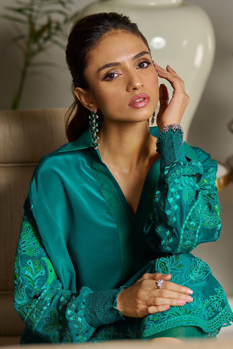 Wardha Saleem | Luxury Pret Traditional Wear | EMERALD M Emerald Green Pure Silk