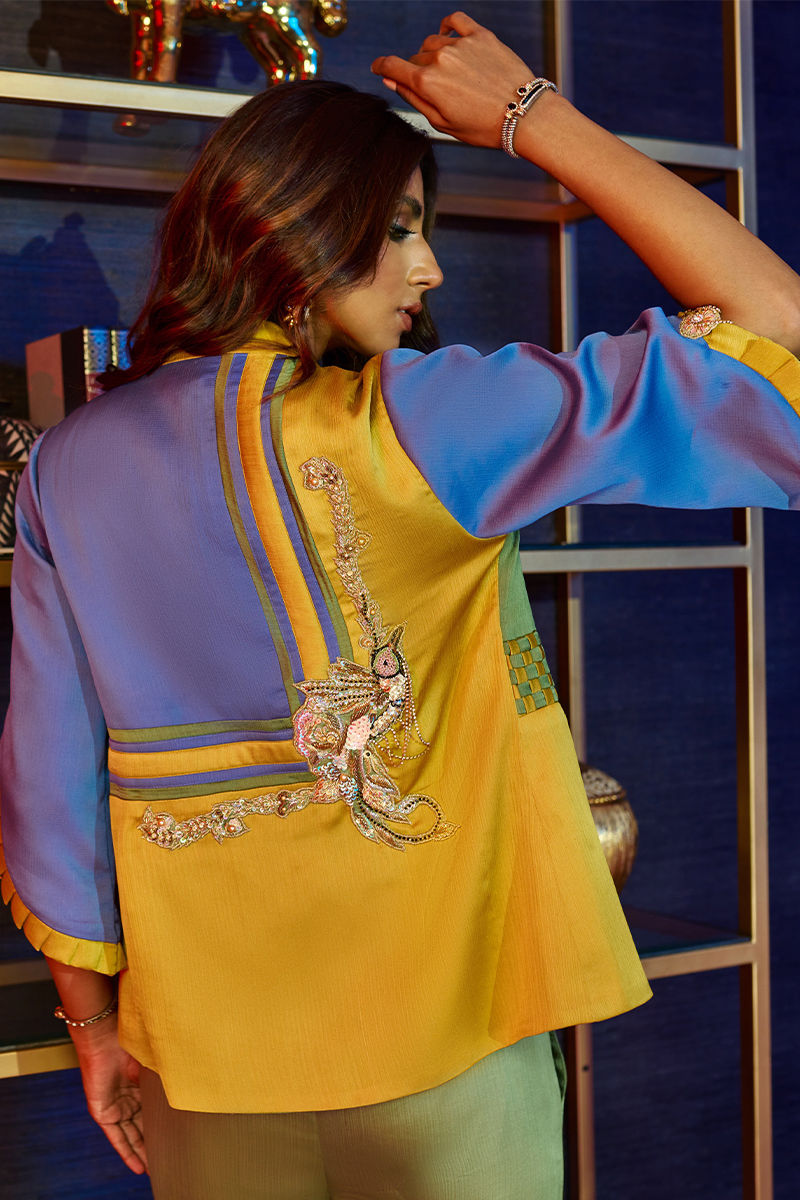 Wardha Saleem | Luxury Pret Fusion Wear | HUMMING BIRD JUMPSUIT Custom Size Pistachio Green Female