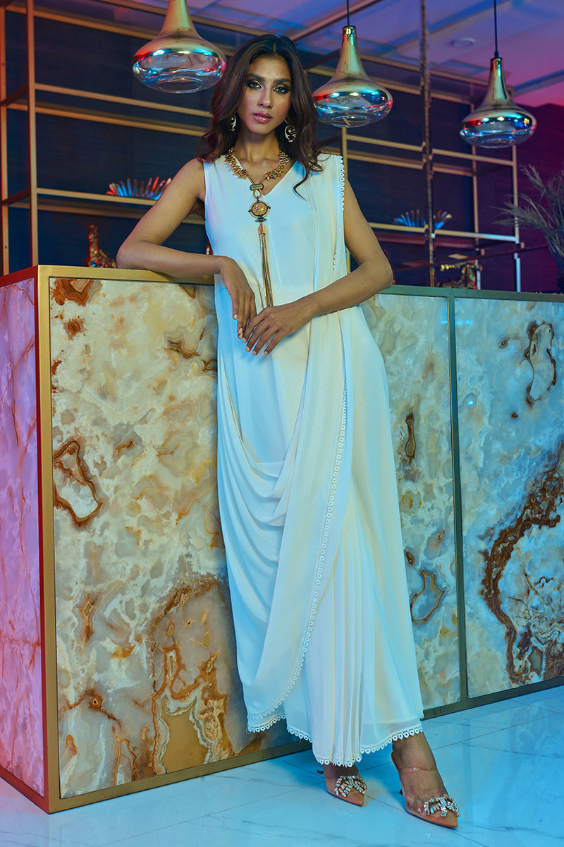 Wardha Saleem | Luxury Pret Fusion Wear | EMPRESS €“ DRAPE L Skin Female
