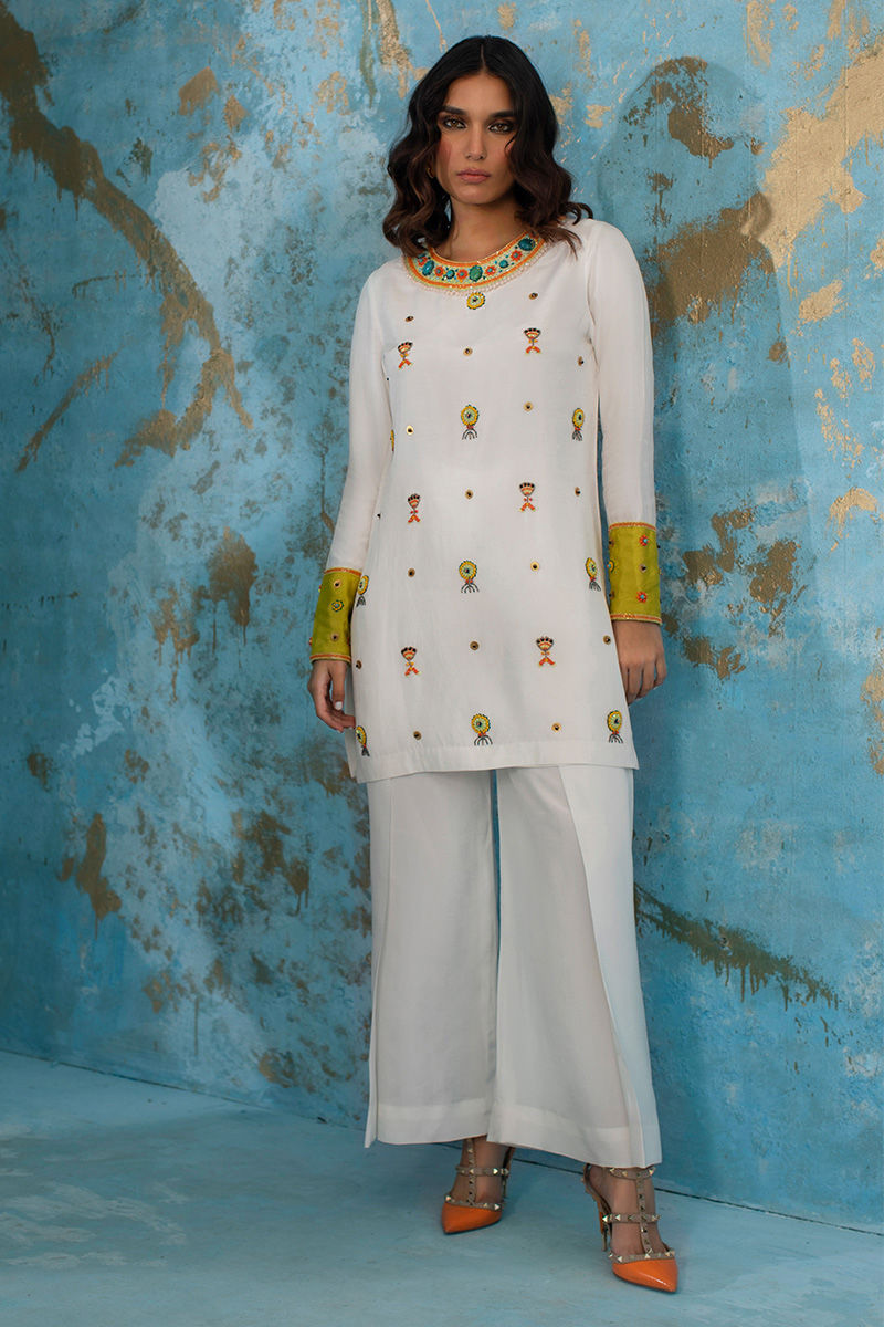Wardha Saleem | Luxury Pret Fusion Wear | CALL ME NEON XS White Female
