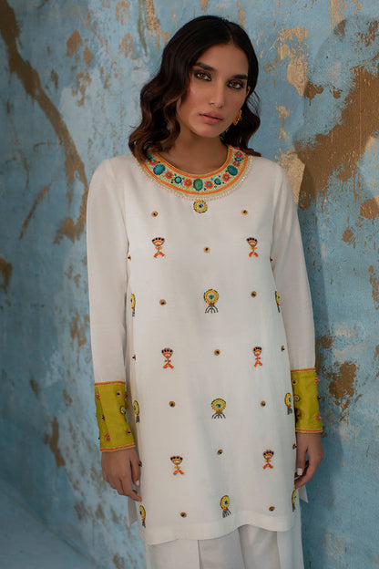 Wardha Saleem | Luxury Pret Fusion Wear | CALL ME NEON L White Female
