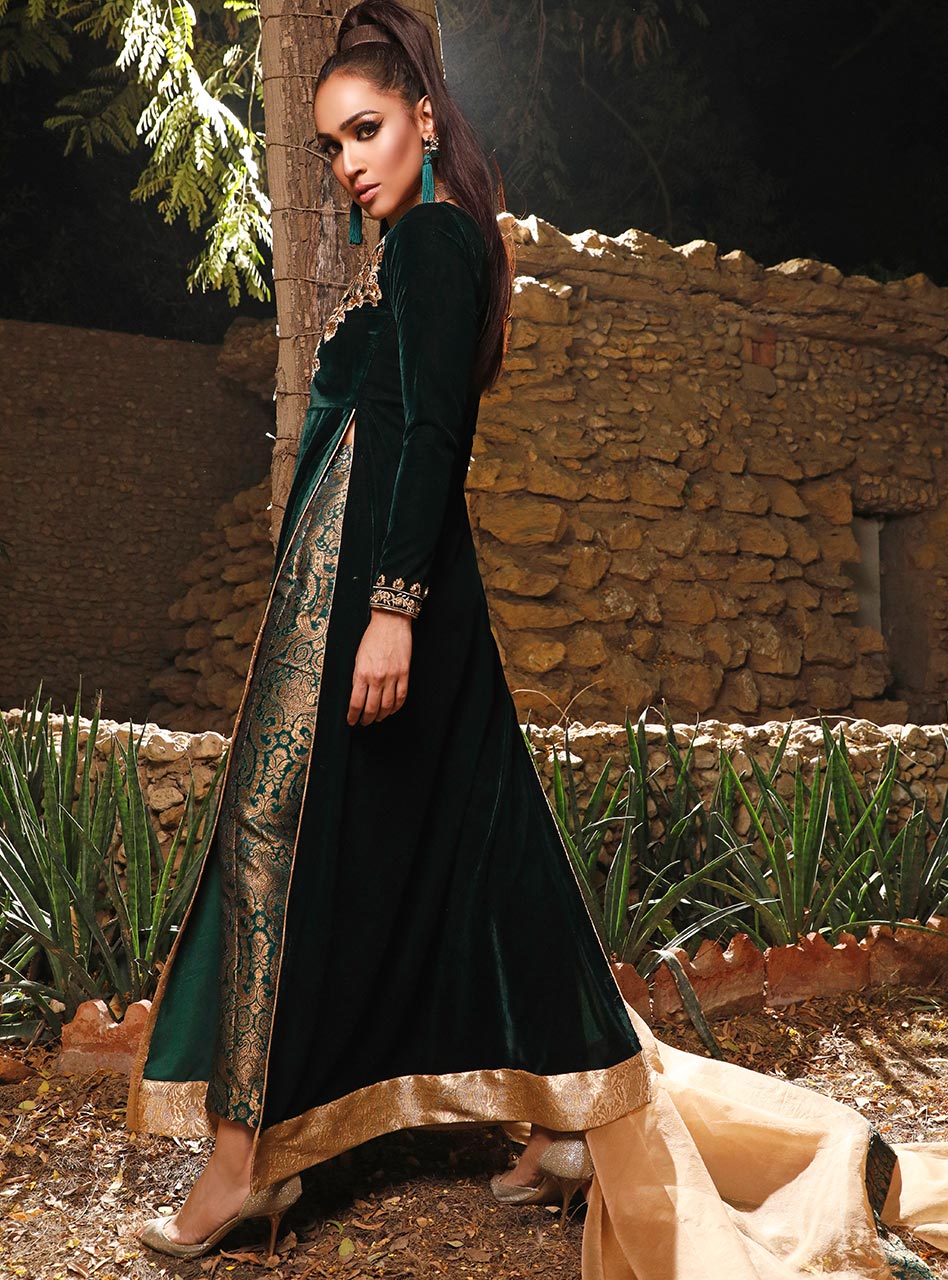 Zainab Chottani | Semi Formals | DARK MOSS TOPAZ - Pakistani Designer Dress - by Zainab Chottani | Type: Formal - 100% Original at Saira Sultan