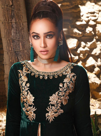 Zainab Chottani | Semi Formals | DARK MOSS TOPAZ - Pakistani Designer Dress - by Zainab Chottani | Type: Formal - 100% Original at Saira Sultan