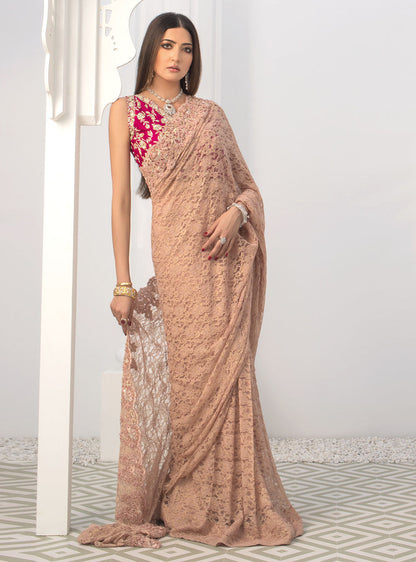 Zainab Chottani | Semi Formals | RAVISHING ROSE SAREE - Pakistani Designer Dress - by Zainab Chottani | Type: Formal - 100% Original at Saira Sultan