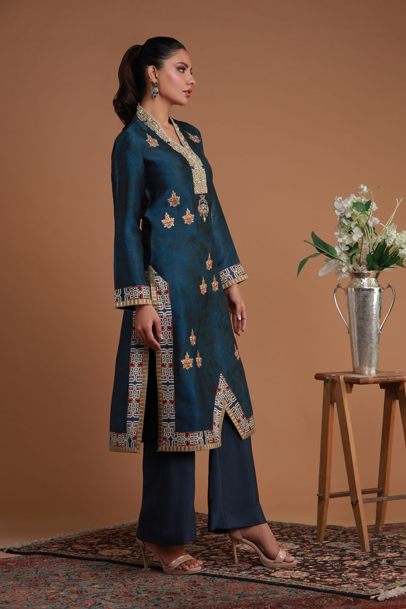Shamaeel Ansari | Ramadan Edit 25 | RF-04 L Midnight Blue Sheesha Silk