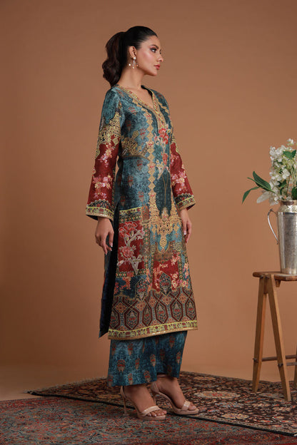 Shamaeel Ansari | Ramadan Edit 25 | RF-08 L Teal Blue Sheesha Silk