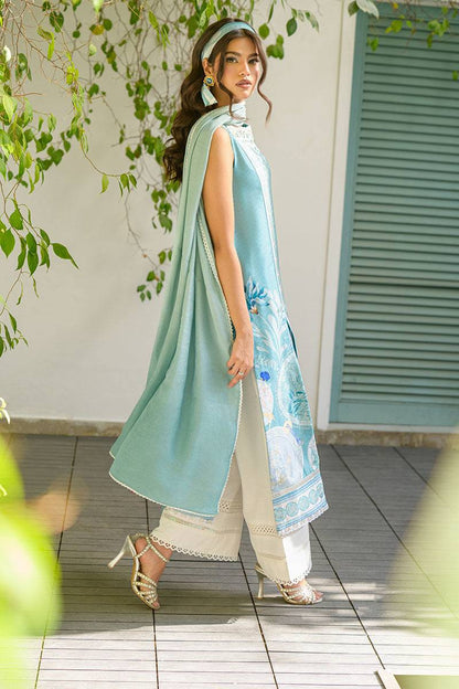 Fatima Khan | Eid Digital Silk Prints |   Teal Tropics - Pakistani Designer Dress - by Fatima Khan | Type: Ladies Clothes - 100% Original at Saira Sultan