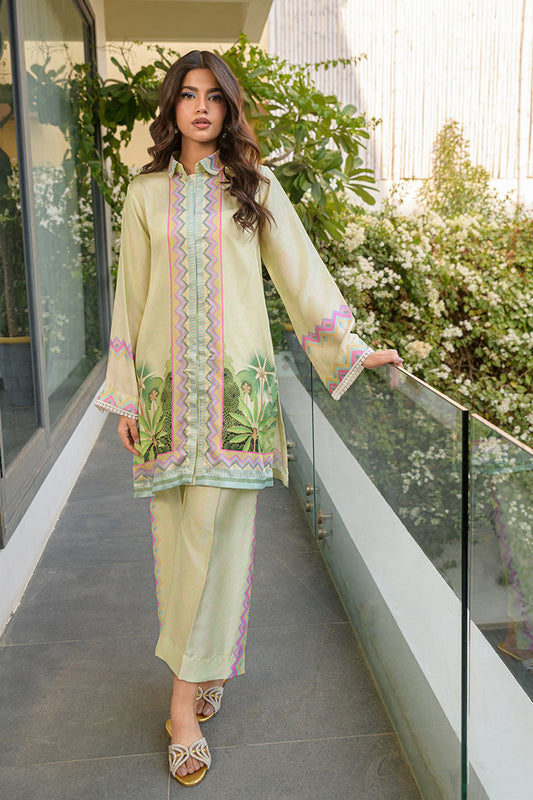 Fatima Khan | Eid Digital Silk Prints | Pastel Orchid XS Pastel Yellow Silk