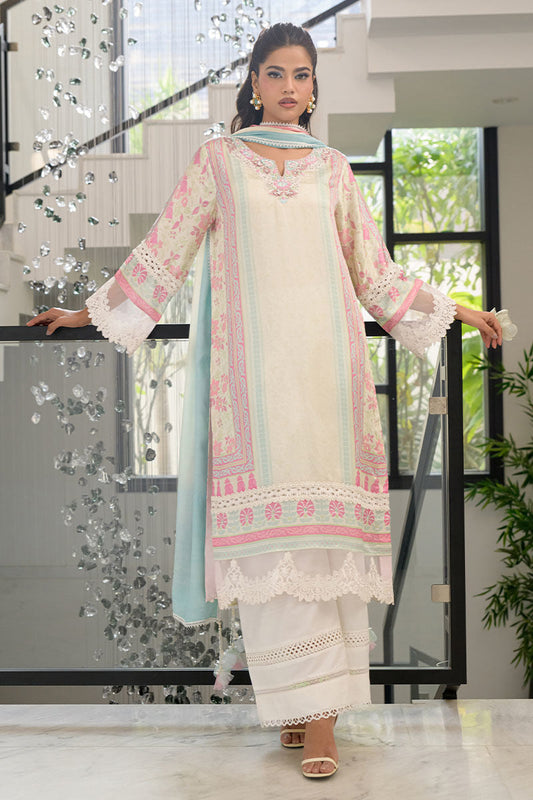 Fatima Khan | Eid Digital Silk Prints | Sage Orchid XS Ivory Silk