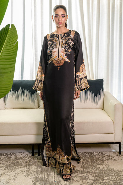 Fatima Khan | Eid Digital Silk Prints | Black Opal S Black Silk