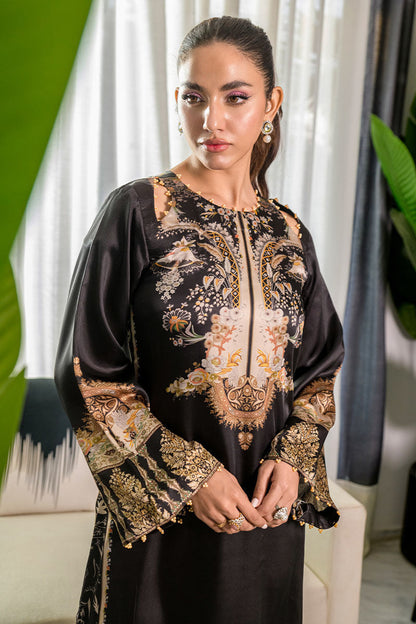 Fatima Khan | Eid Digital Silk Prints | Black Opal M Black Silk