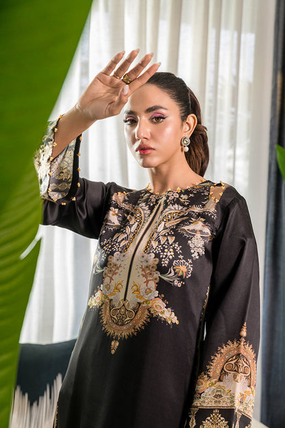 Fatima Khan | Eid Digital Silk Prints | Black Opal