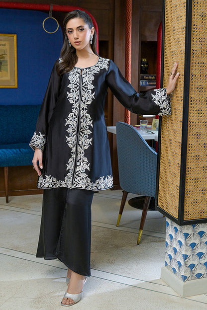 Fatima Khan | La Fleur Eid Edit | Yin Yang XS Black Sheesha Silk
