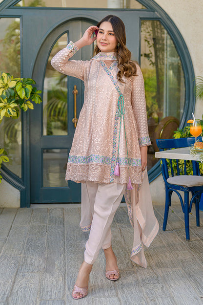 Fatima Khan | La Fleur Eid Edit | Peach Please XL Mauve Cotton Net