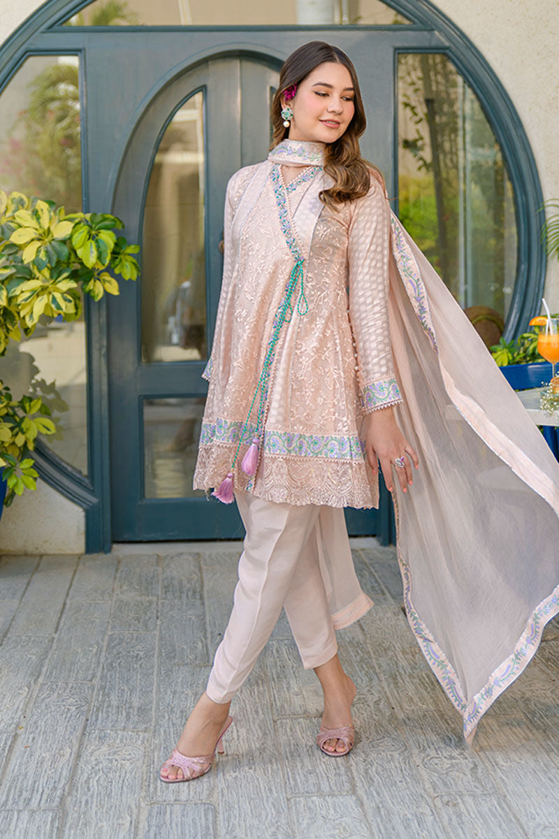 Fatima Khan | La Fleur Eid Edit | Peach Please Custom Size Mauve Cotton Net