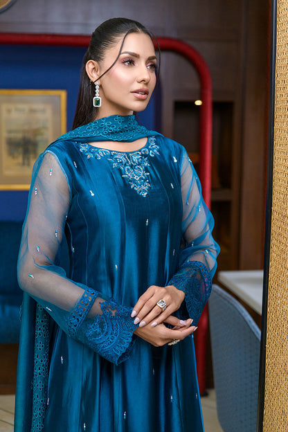 Fatima Khan | La Fleur Eid Edit | Azure Jade XL Peacock Blue Pure Sheesha Silk