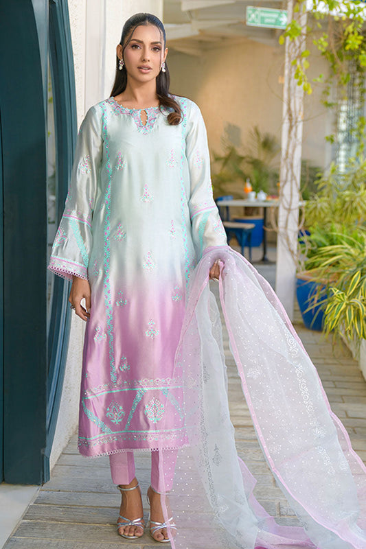 Fatima Khan | La Fleur Eid Edit | Violetta XS Ice Blue Cotton Silk
