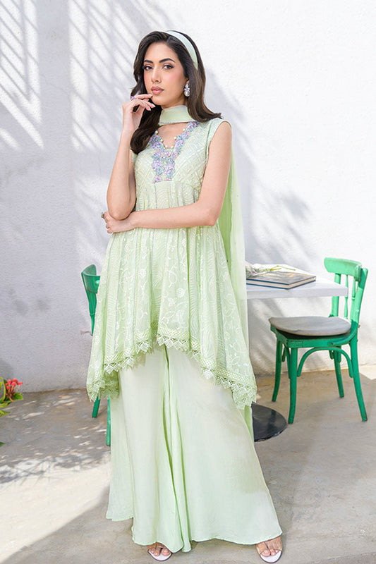 Fatima Khan | La Fleur Eid Edit | Pale Pistachio XS Mint Green Chiffon