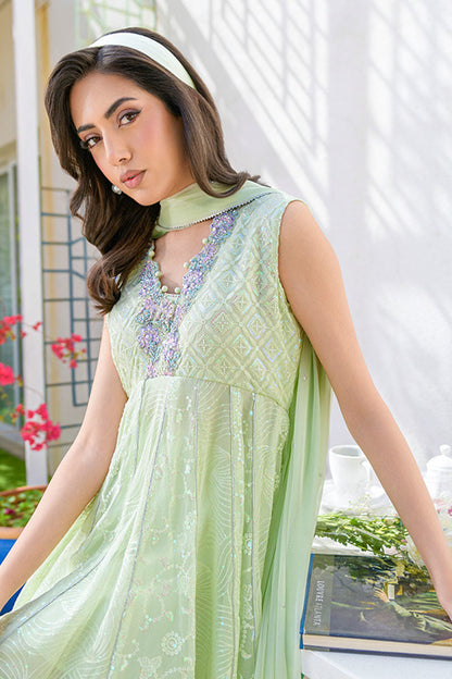 Fatima Khan | La Fleur Eid Edit | Pale Pistachio L Mint Green Chiffon