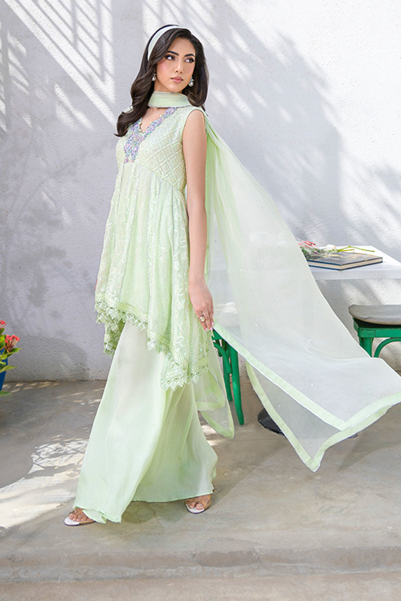 Fatima Khan | La Fleur Eid Edit | Pale Pistachio S Mint Green Chiffon